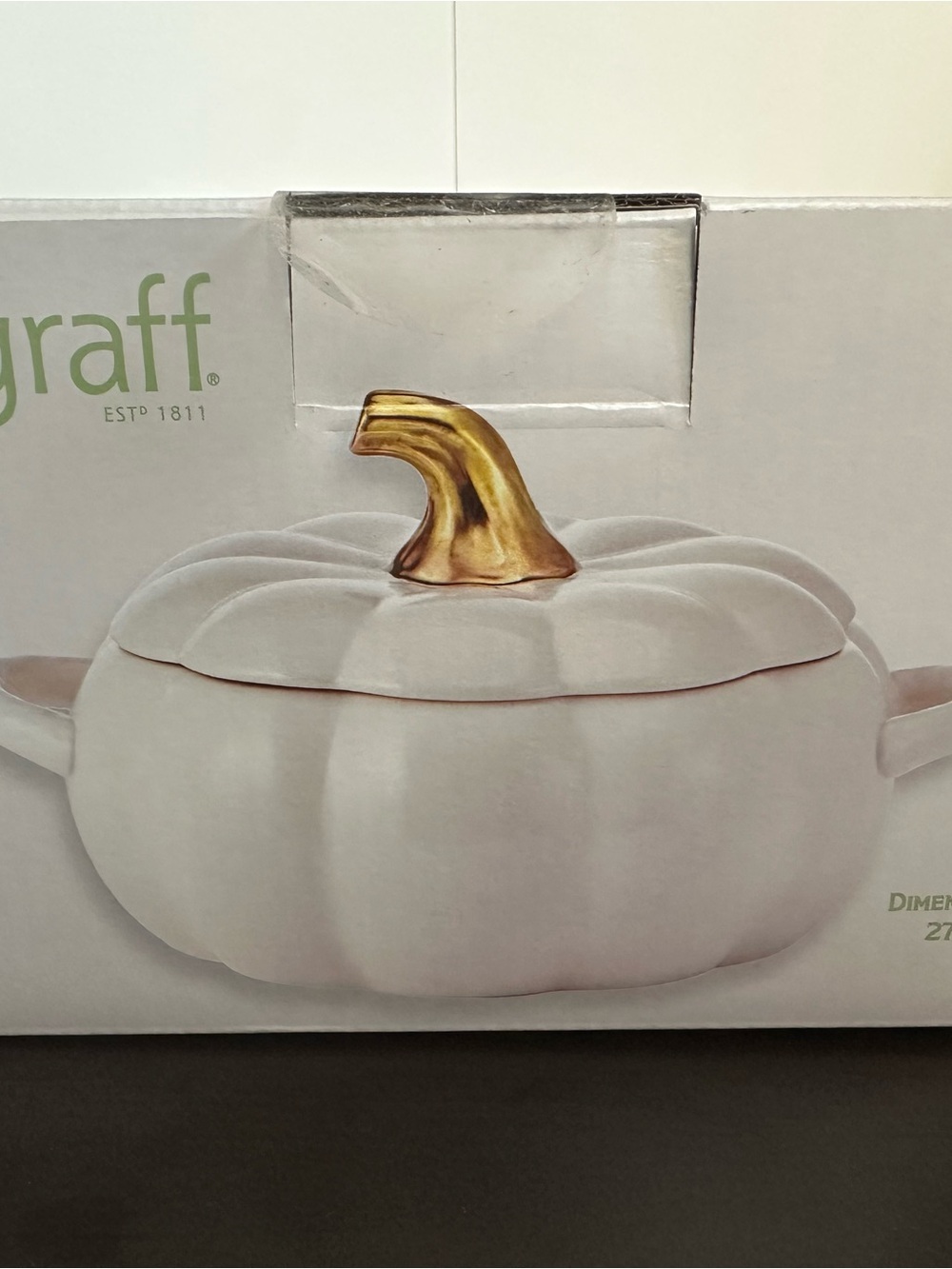 Pfaltzgraff White Pumpkin Serving Casserole with Gold Stem Accent